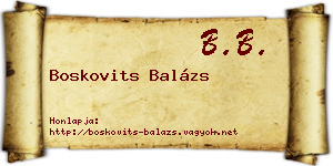Boskovits Balázs névjegykártya